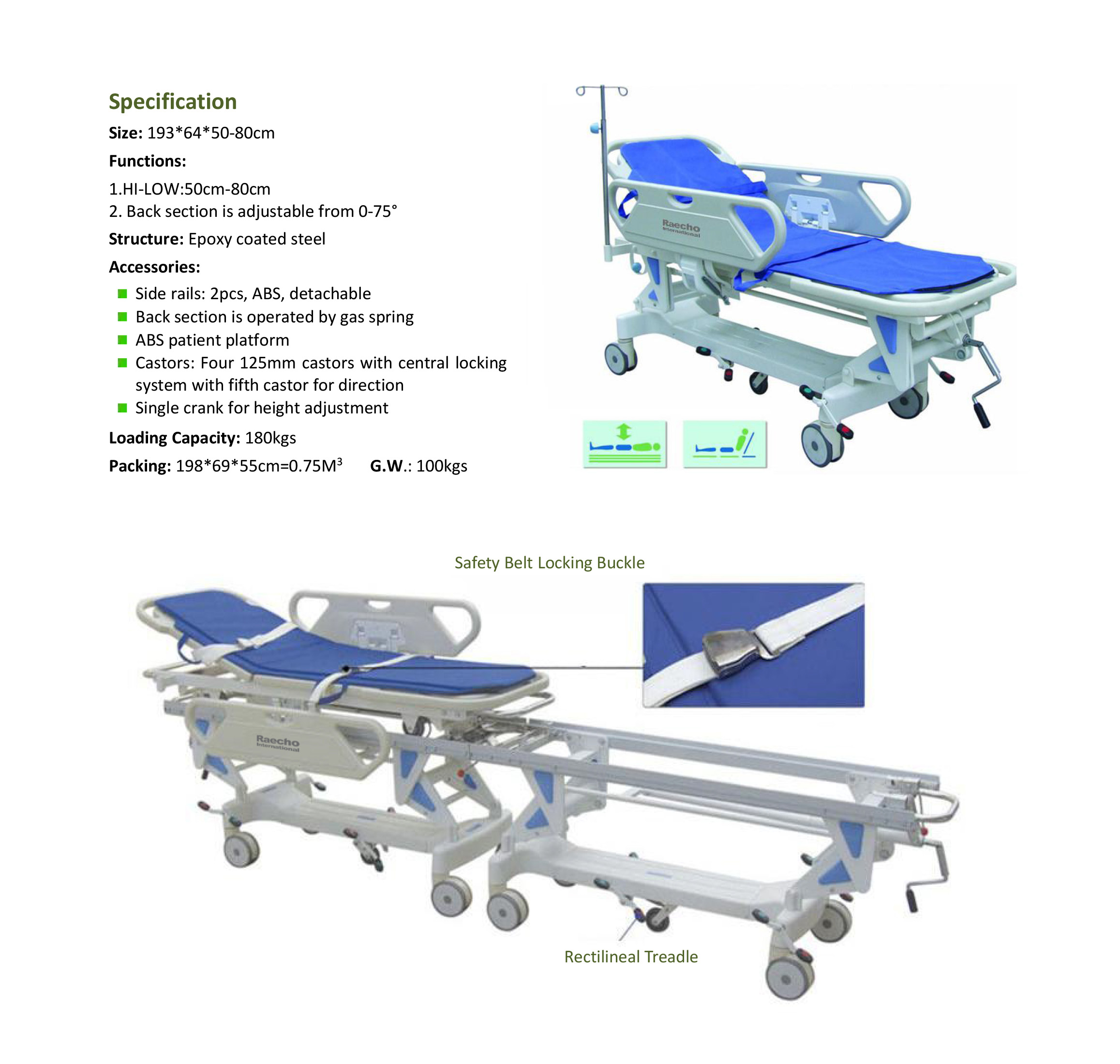 Raecho-Luxurious Manual Patient Transfer Stretcher Trolley-1.jpg